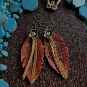 Bronze earrings with sunflower charm