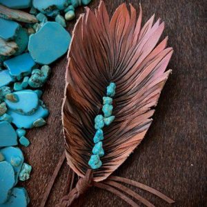 copper, brown and pink with row of turquoise how lite stones