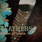 multicolored turkey feather Elijah with 5 stones