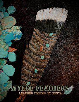 multicolored turkey feather Elijah with 5 stones