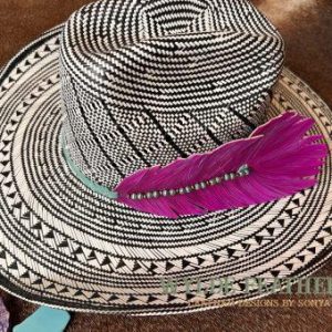 fuchsia paired with turquoise and copper beads on hat
