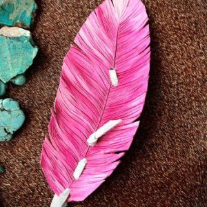 Shades of pink with prism metallic on a leather feather hat band