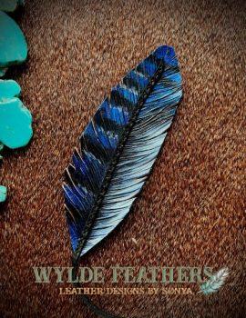 blue bird feather with blue, black and hints of white